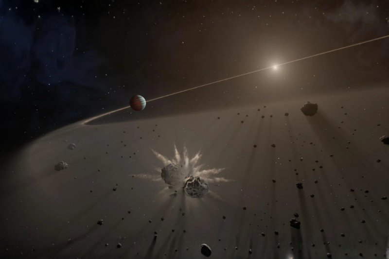 Le t&eacute;lescope Webb r&eacute;v&egrave;le des exocom&egrave;tes en collision autour d'une &eacute;toile voisine, un spectacle c&eacute;leste fascinant